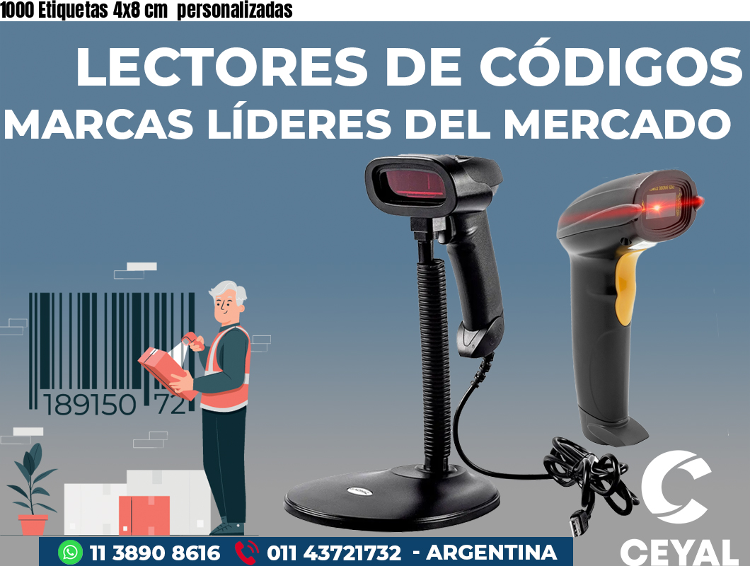 1000 Etiquetas 4x8 cm  personalizadas