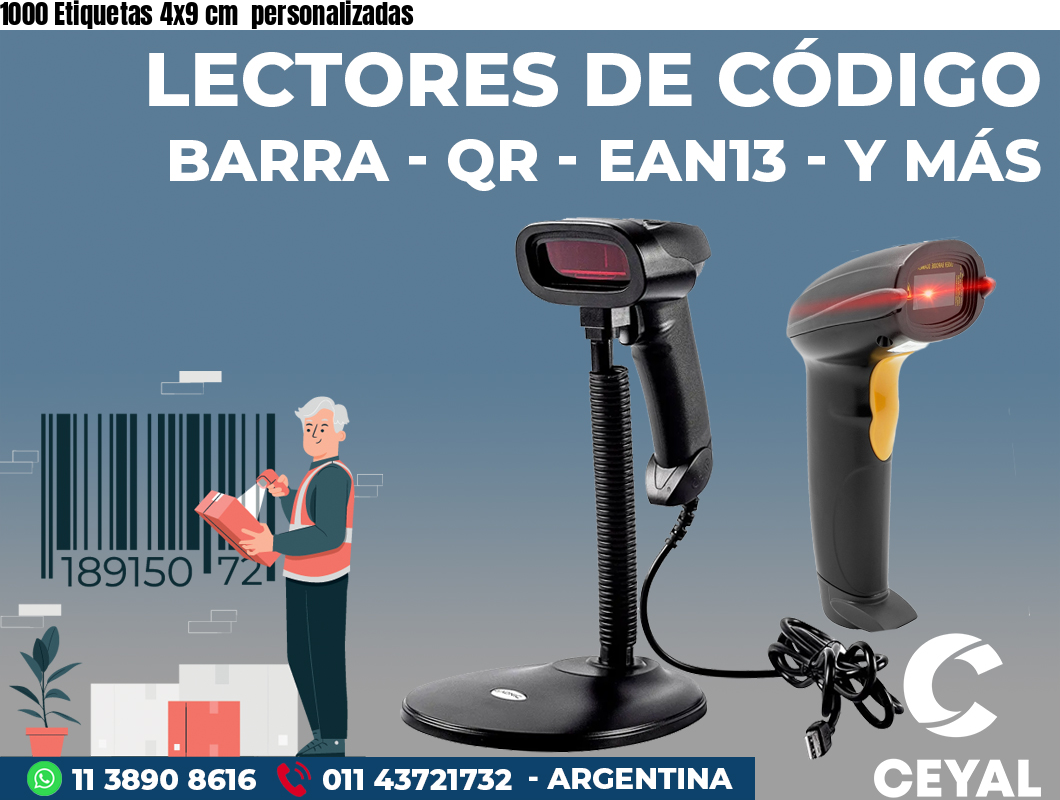 1000 Etiquetas 4x9 cm  personalizadas