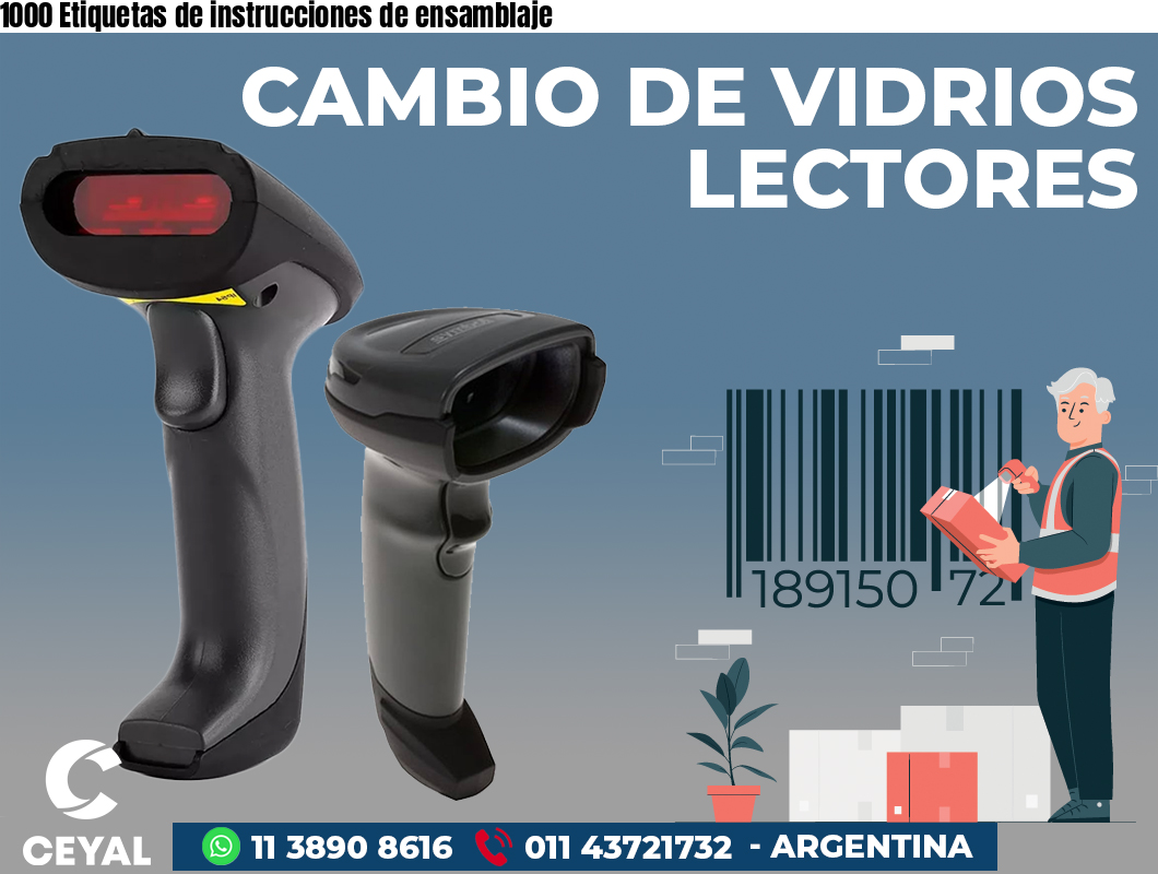 1000 Etiquetas de instrucciones de ensamblaje