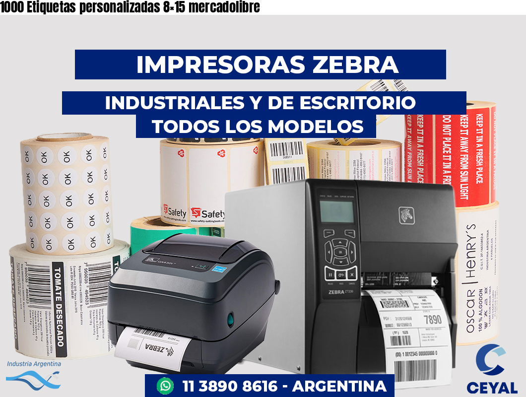 1000 Etiquetas personalizadas 8×15 mercadolibre