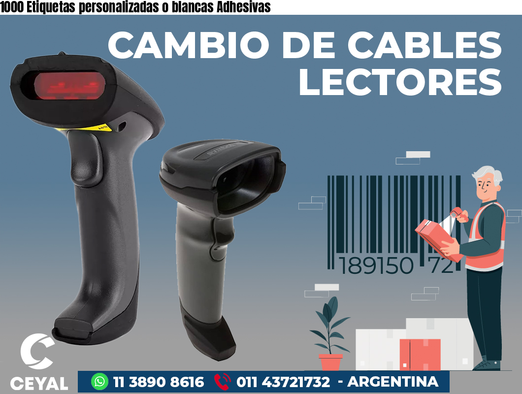 1000 Etiquetas personalizadas o blancas Adhesivas 