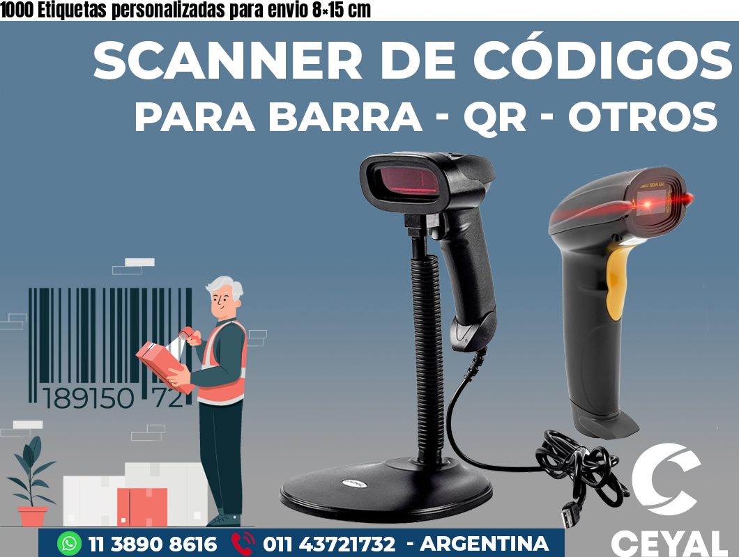 1000 Etiquetas personalizadas para envio 8×15 cm