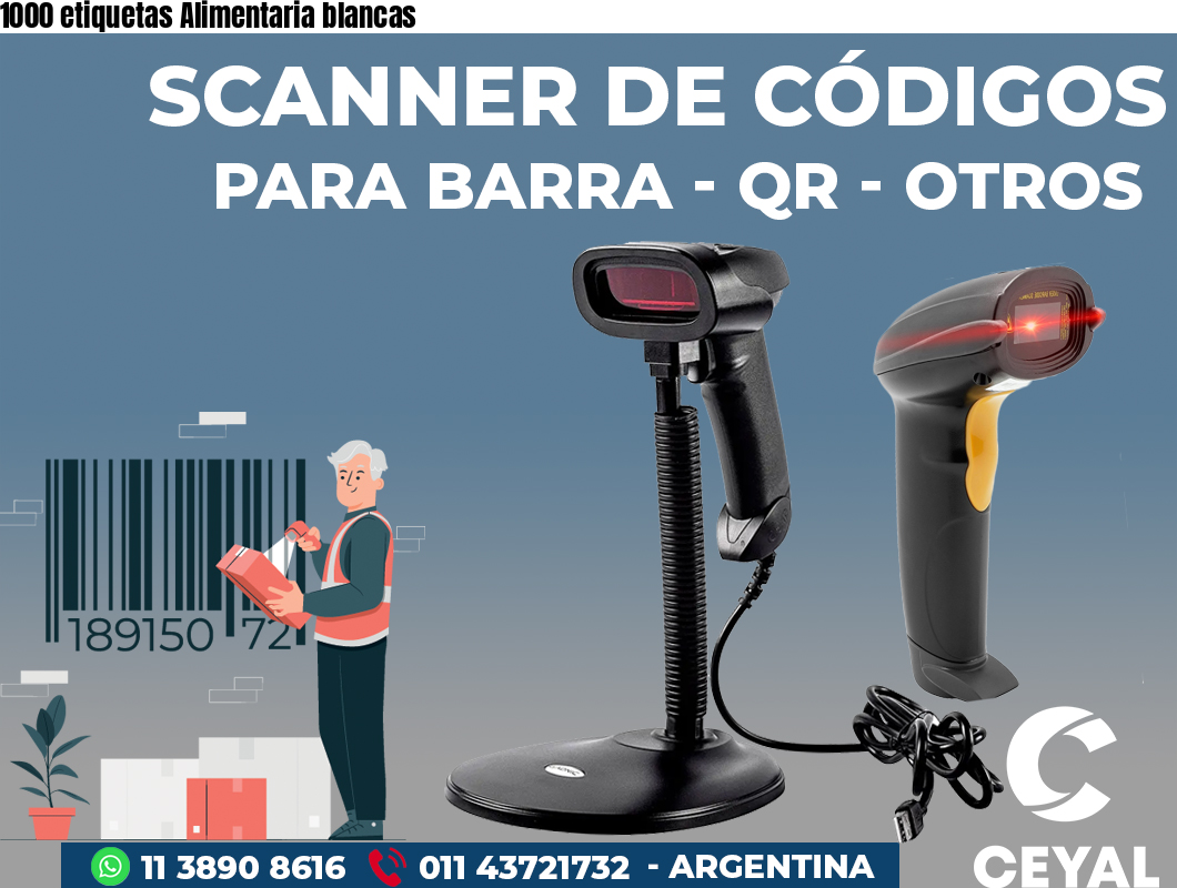 1000 etiquetas Alimentaria blancas