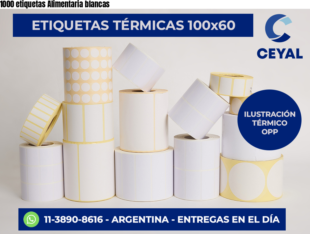 1000 etiquetas Alimentaria blancas
