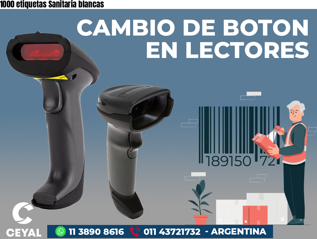 1000 etiquetas Sanitaria blancas