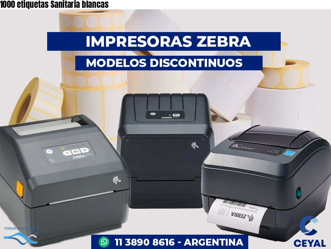 1000 etiquetas Sanitaria blancas
