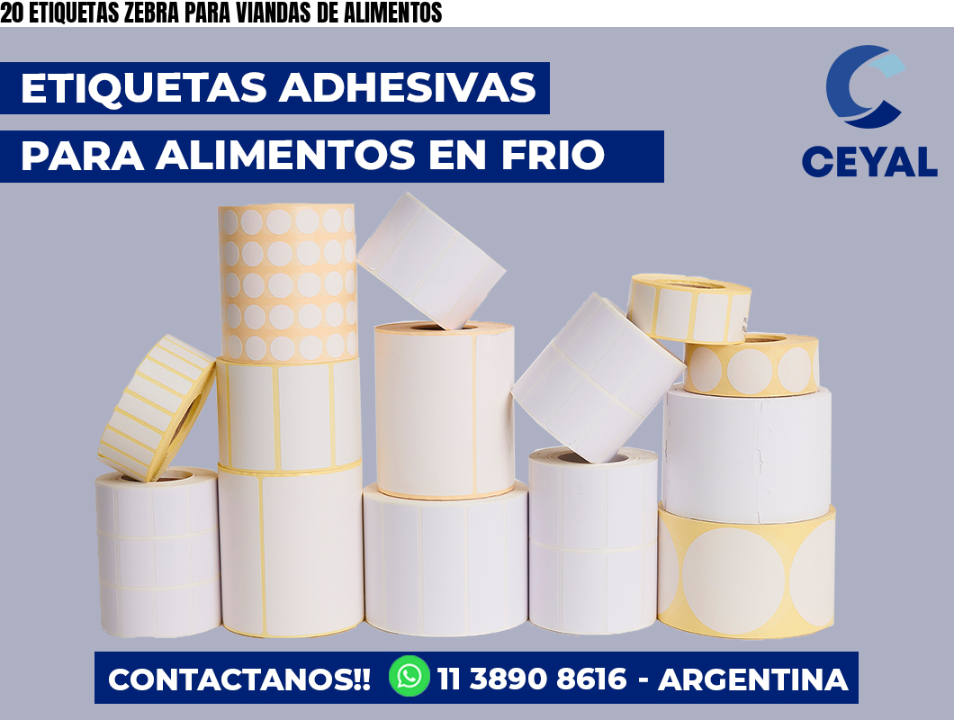 20 ETIQUETAS ZEBRA PARA VIANDAS DE ALIMENTOS