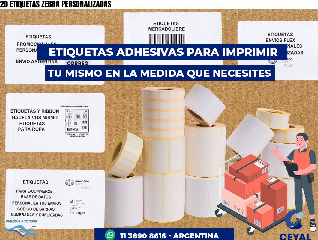 20 ETIQUETAS ZEBRA PERSONALIZADAS