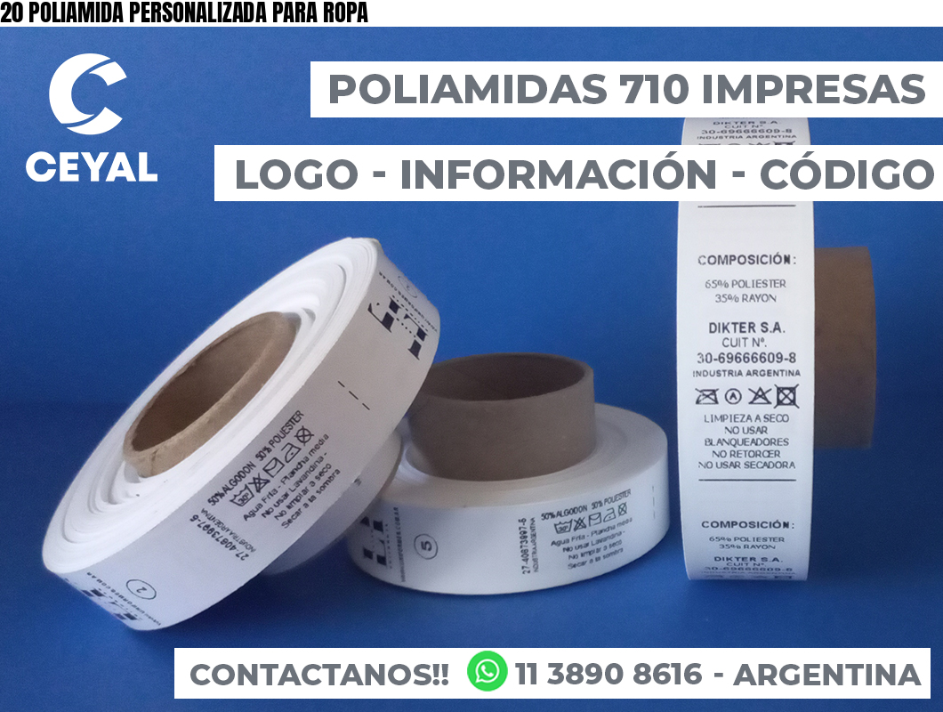 20 POLIAMIDA PERSONALIZADA PARA ROPA