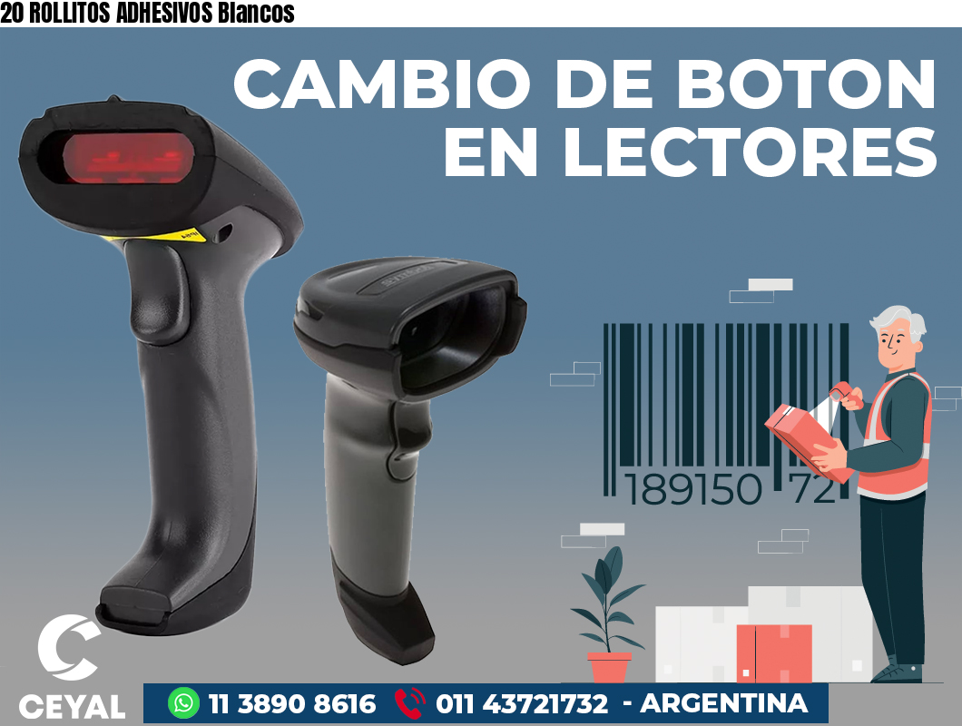 20 ROLLITOS ADHESIVOS Blancos