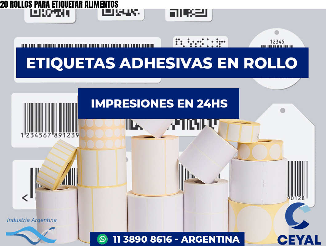 20 ROLLOS PARA ETIQUETAR ALIMENTOS