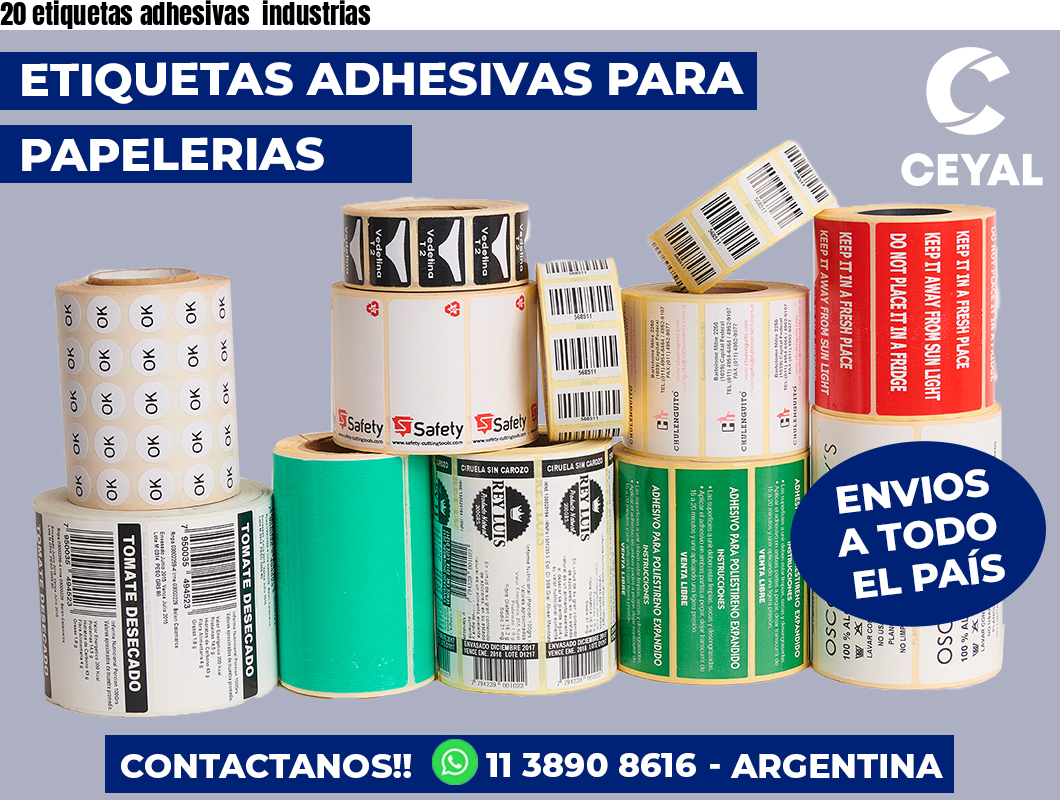 20 etiquetas adhesivas  industrias