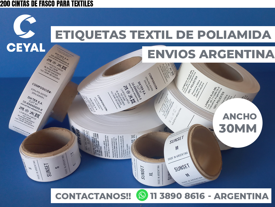 200 CINTAS DE FASCO PARA TEXTILES
