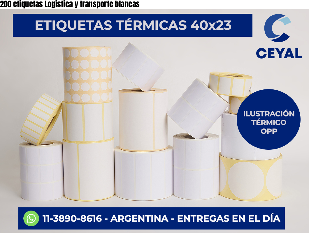200 etiquetas Logística y transporte blancas