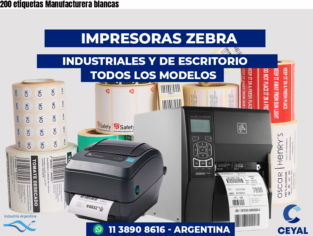 200 etiquetas Manufacturera blancas