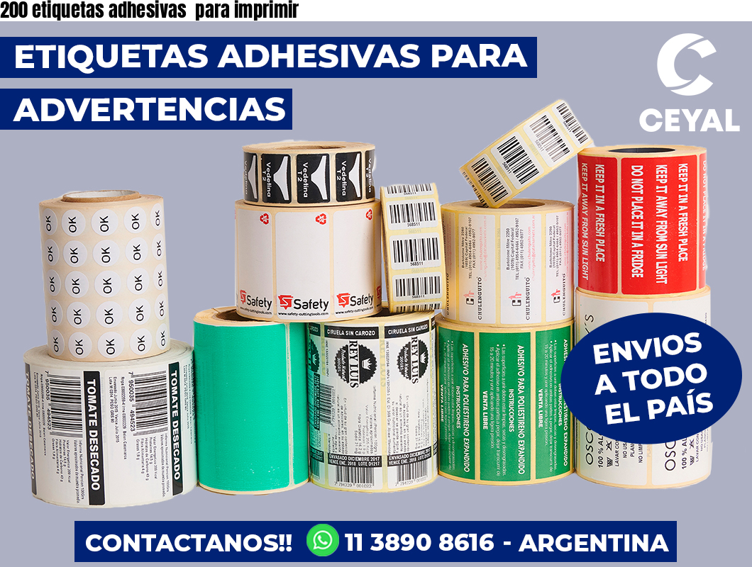 200 etiquetas adhesivas  para imprimir