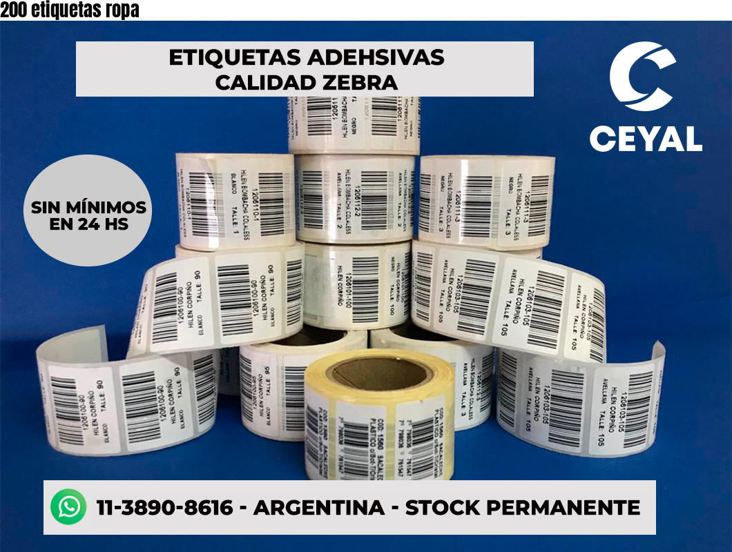 200 etiquetas ropa