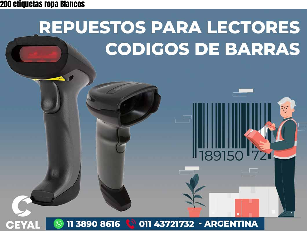 200 etiquetas ropa Blancos