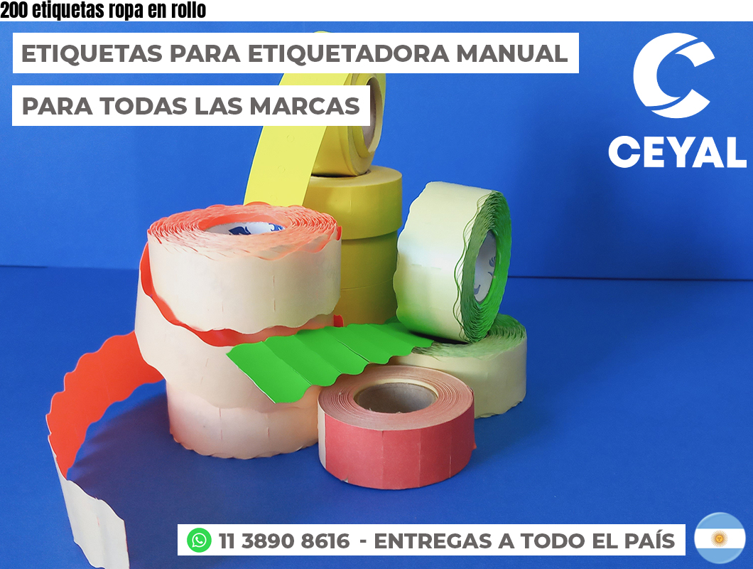 200 etiquetas ropa en rollo