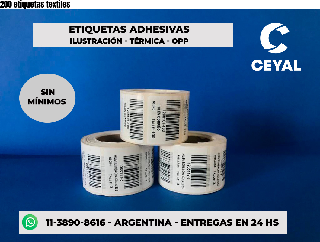 200 etiquetas textiles