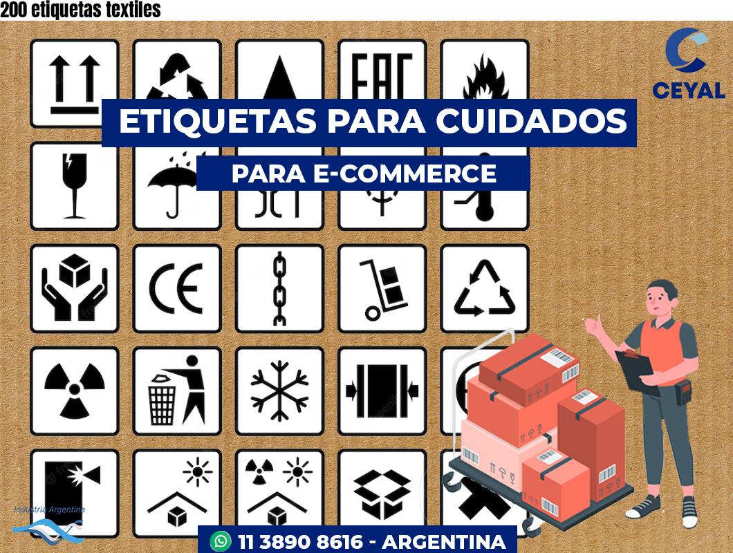 200 etiquetas textiles