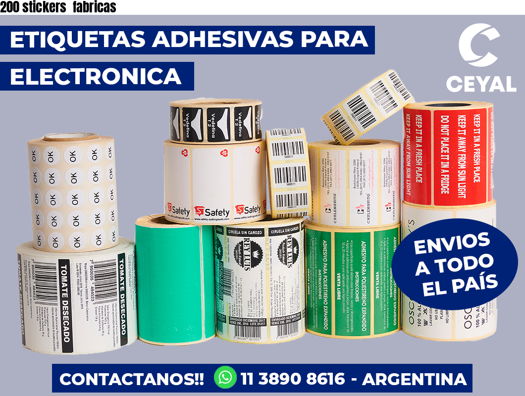 200 stickers  fabricas
