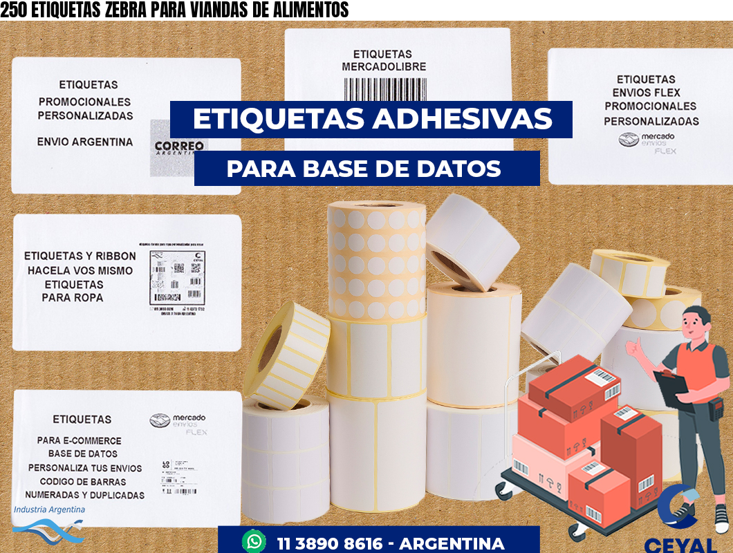 250 ETIQUETAS ZEBRA PARA VIANDAS DE ALIMENTOS