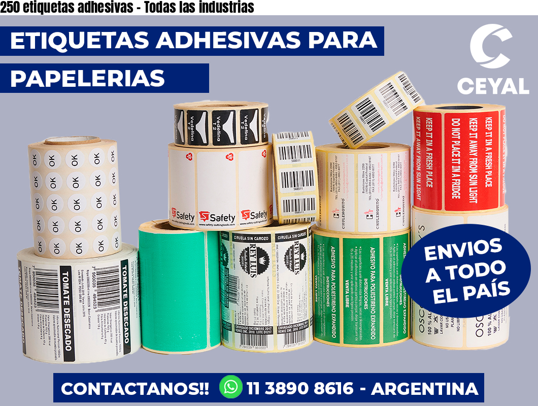 250 etiquetas adhesivas - Todas las industrias