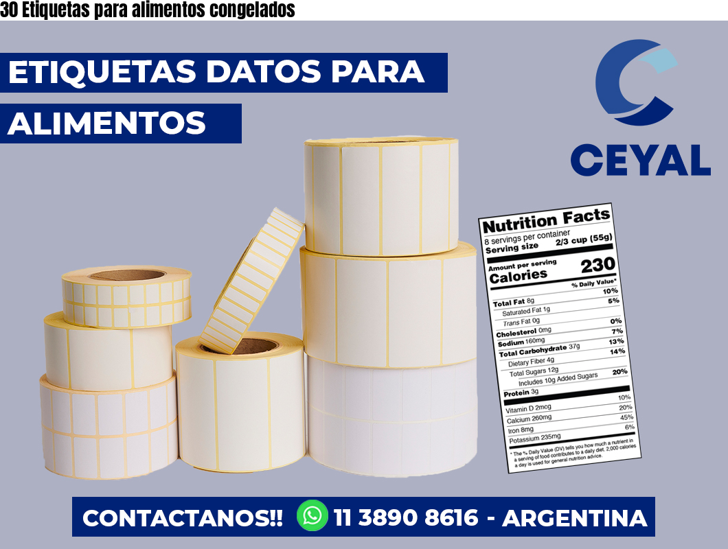 30 Etiquetas para alimentos congelados