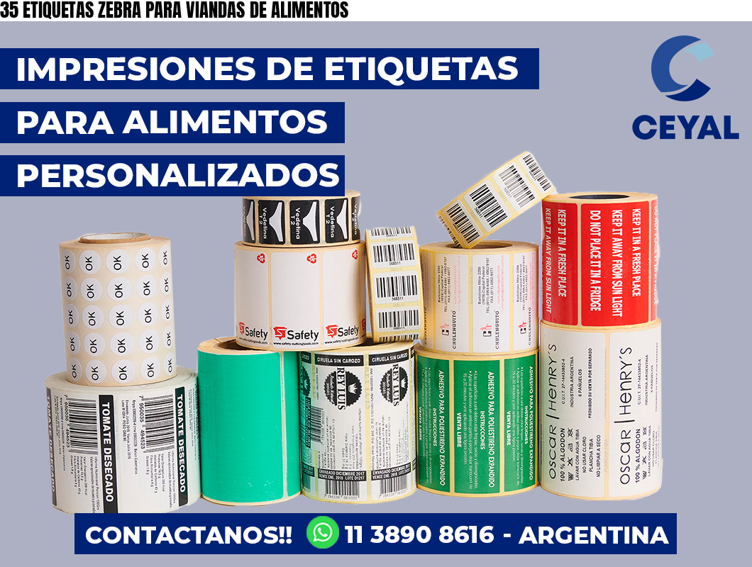 35 ETIQUETAS ZEBRA PARA VIANDAS DE ALIMENTOS