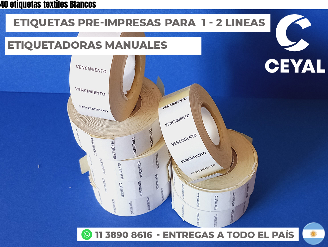 40 etiquetas textiles Blancos