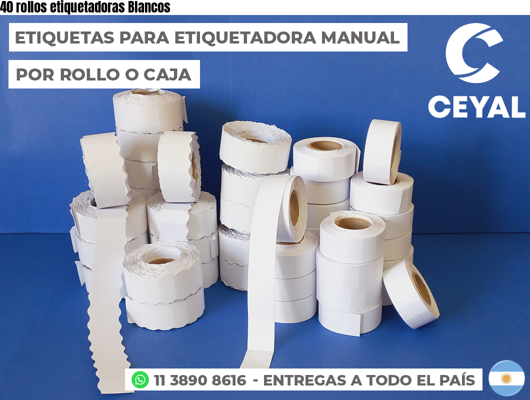 40 rollos etiquetadoras Blancos