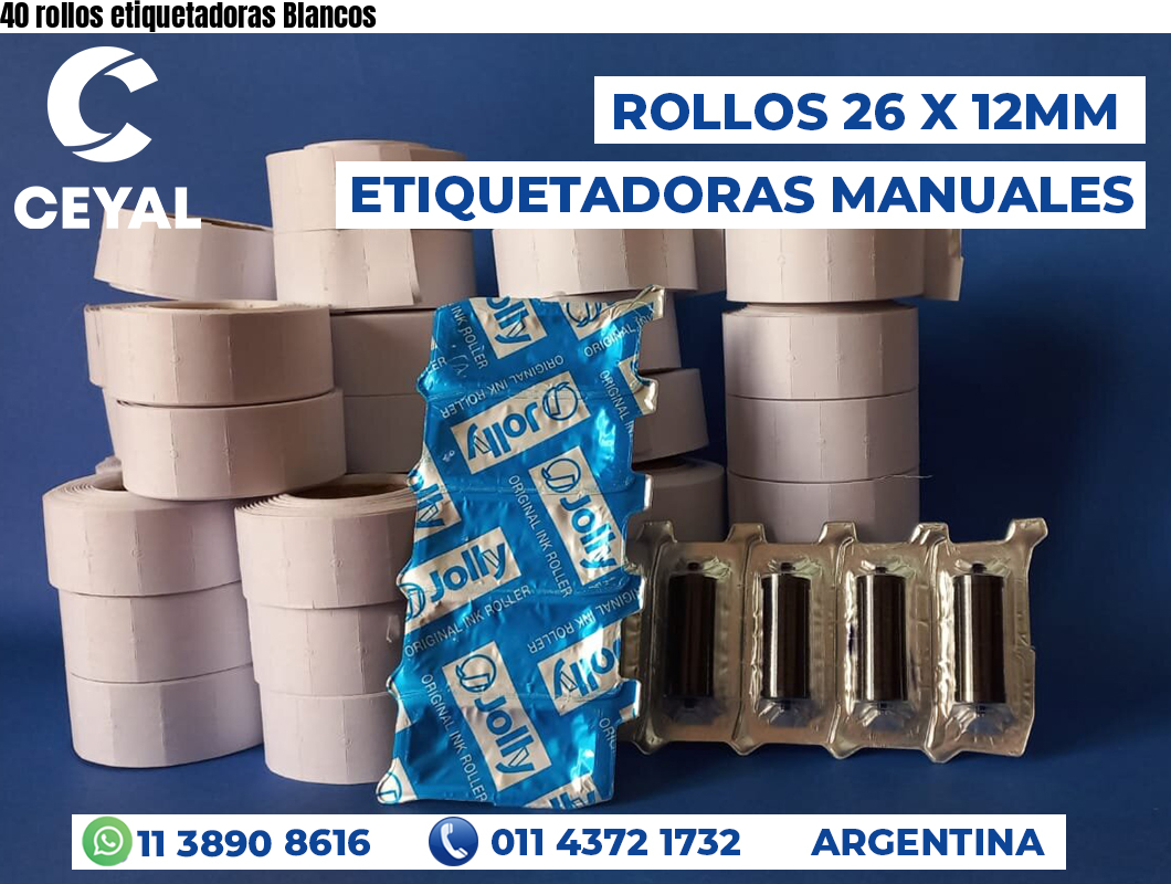 40 rollos etiquetadoras Blancos