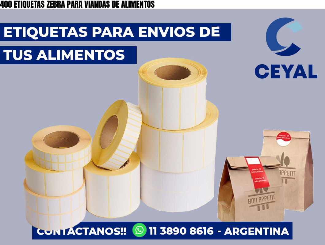 400 ETIQUETAS ZEBRA PARA VIANDAS DE ALIMENTOS