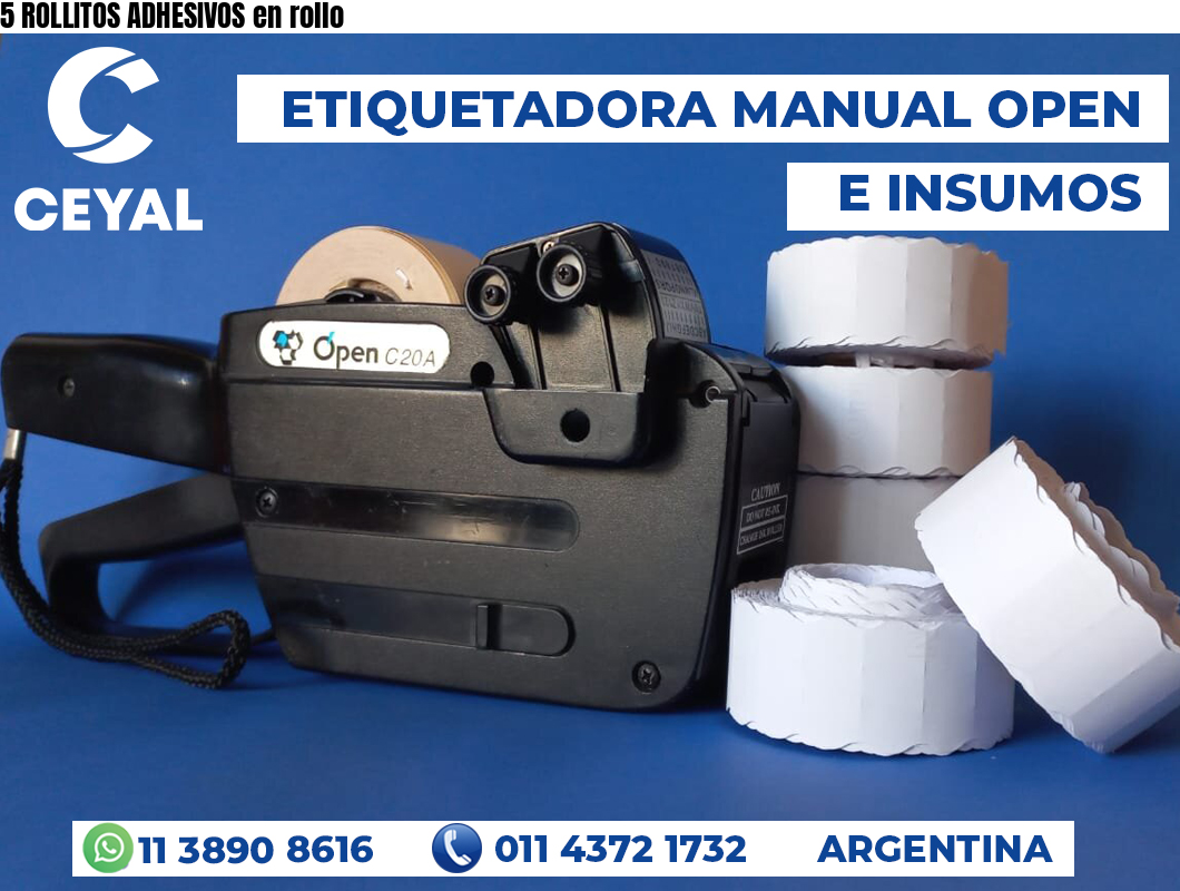 5 ROLLITOS ADHESIVOS en rollo