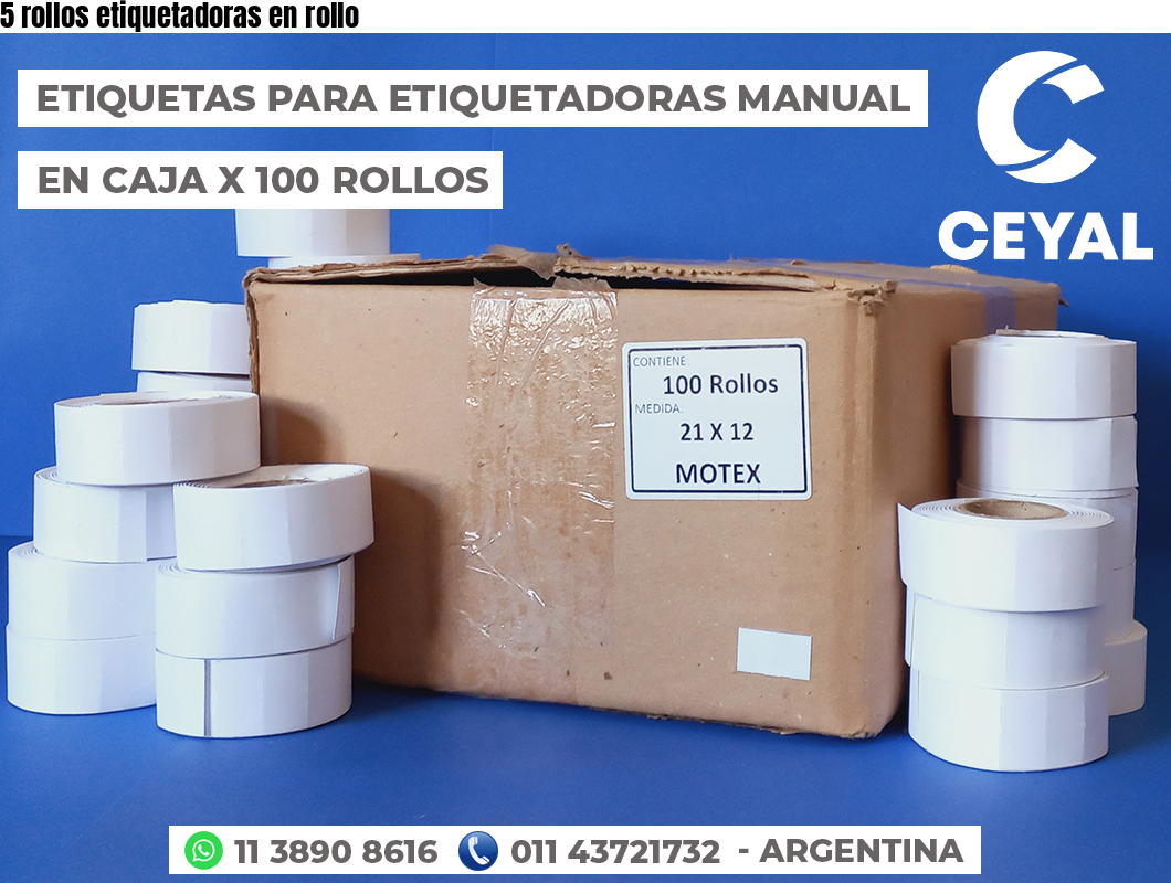 5 rollos etiquetadoras en rollo