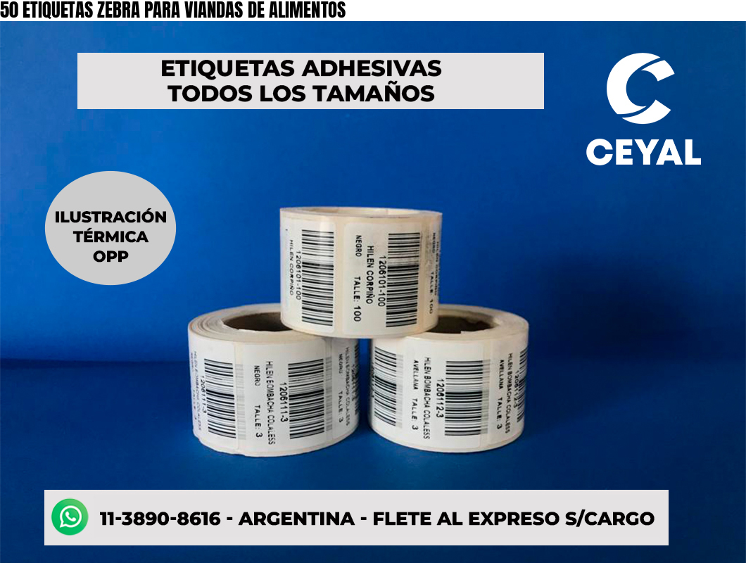 50 ETIQUETAS ZEBRA PARA VIANDAS DE ALIMENTOS