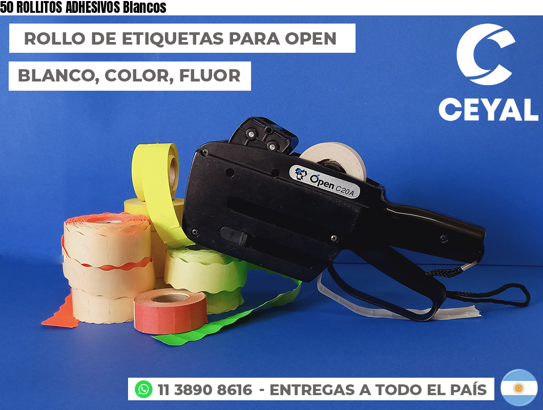 50 ROLLITOS ADHESIVOS Blancos