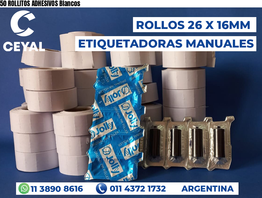 50 ROLLITOS ADHESIVOS Blancos