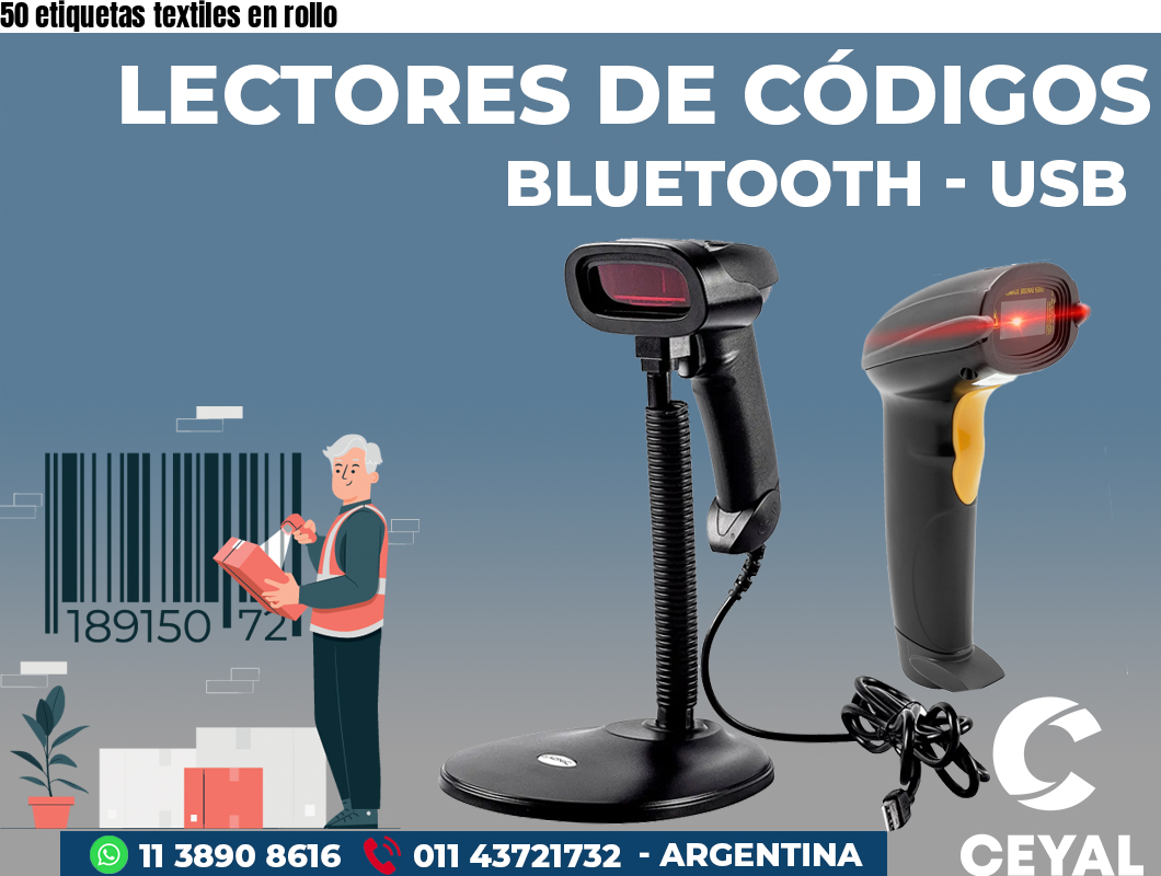 50 etiquetas textiles en rollo