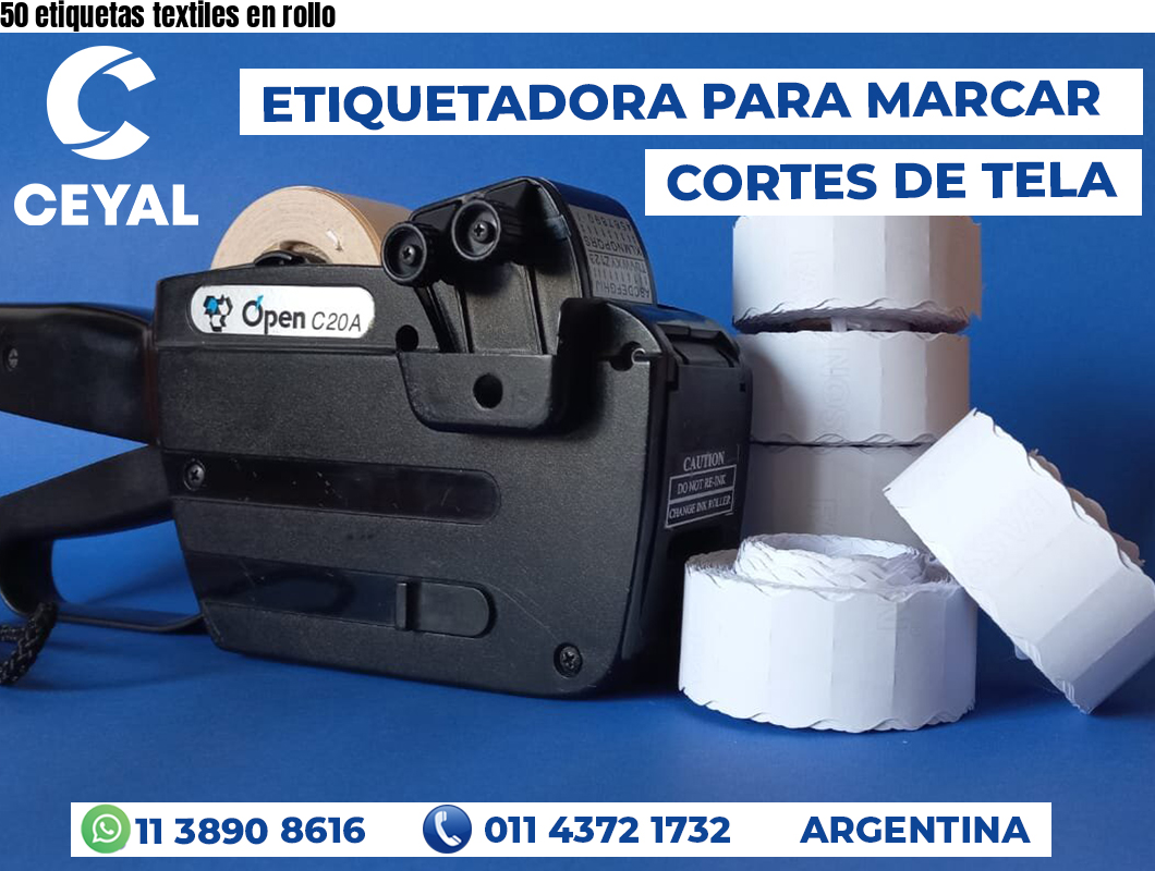 50 etiquetas textiles en rollo
