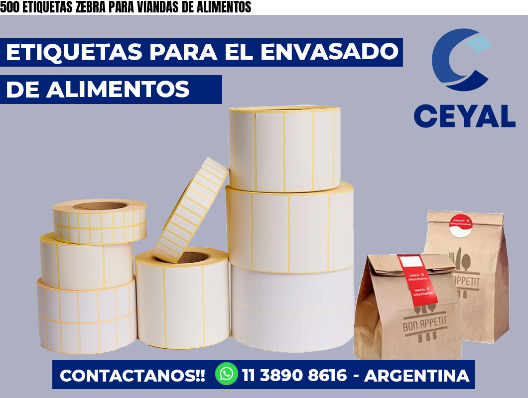 500 ETIQUETAS ZEBRA PARA VIANDAS DE ALIMENTOS