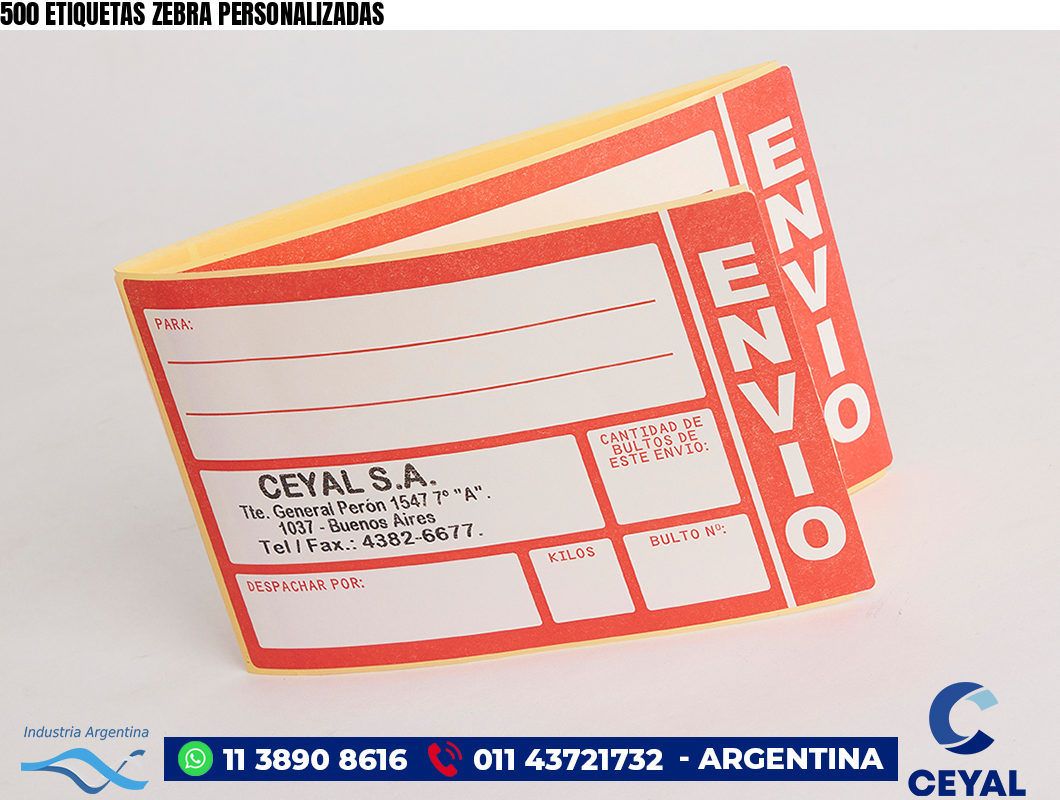 500 ETIQUETAS ZEBRA PERSONALIZADAS