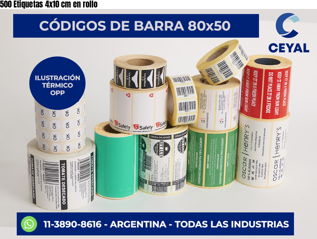 500 Etiquetas 4×10 cm en rollo