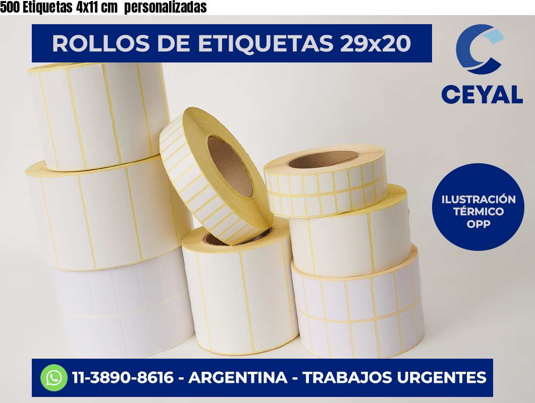 500 Etiquetas 4×11 cm  personalizadas