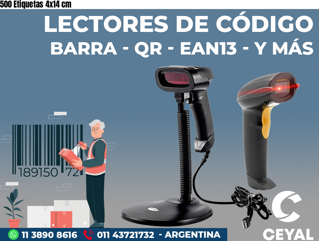 500 Etiquetas 4x14 cm