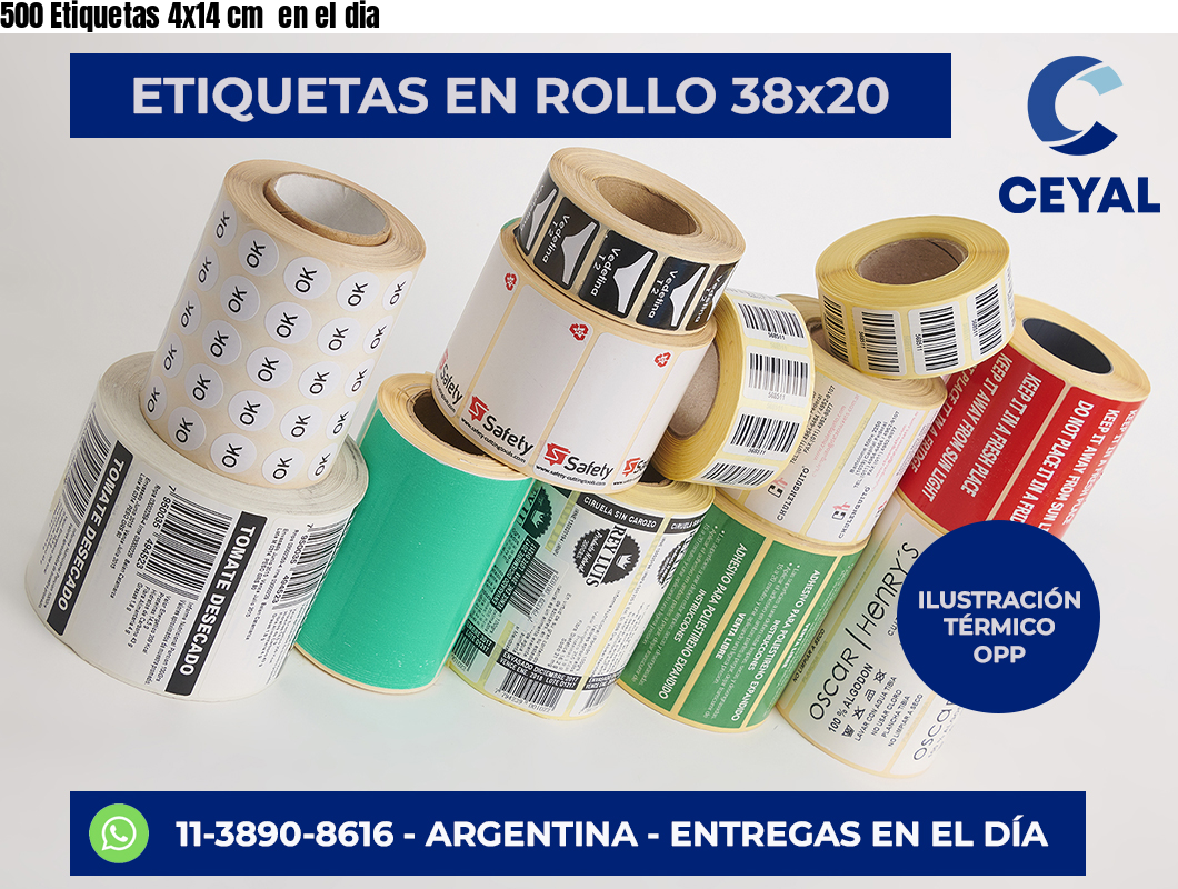 500 Etiquetas 4×14 cm  en el dia