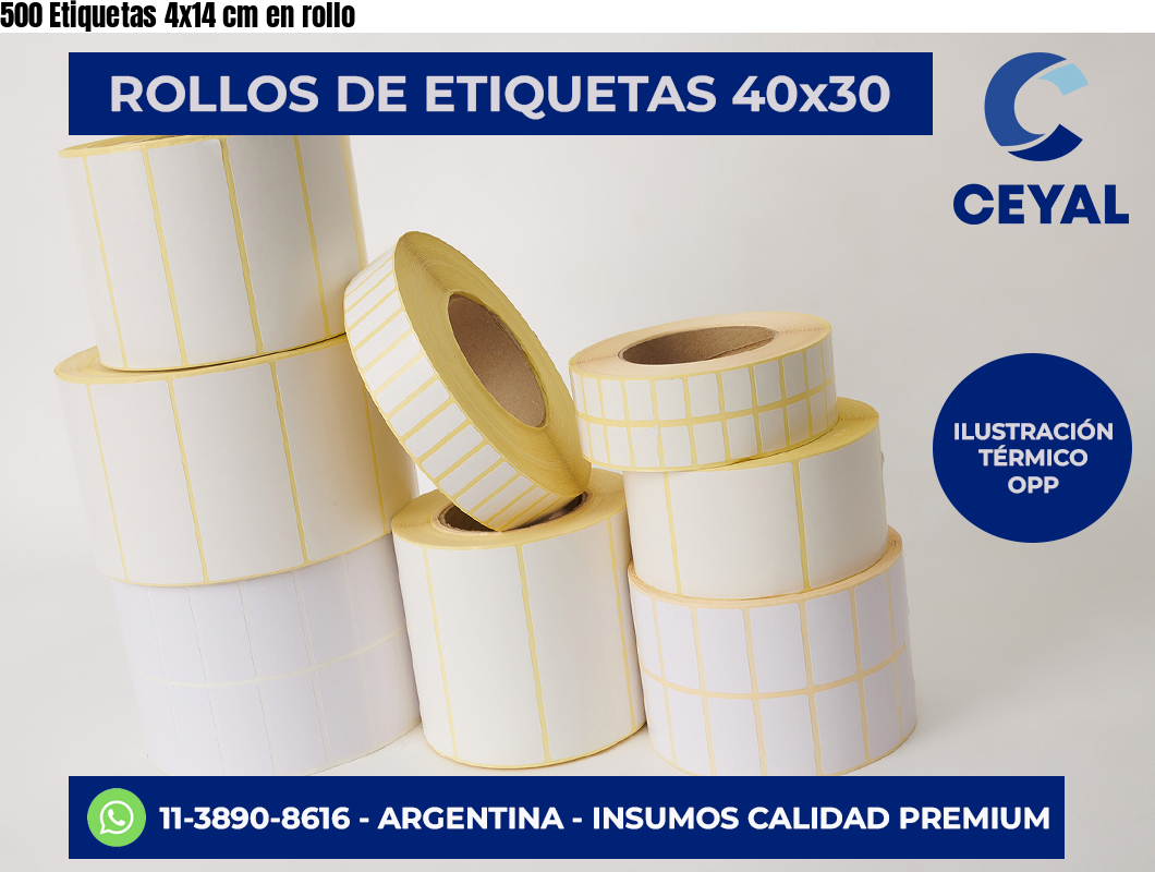 500 Etiquetas 4×14 cm en rollo