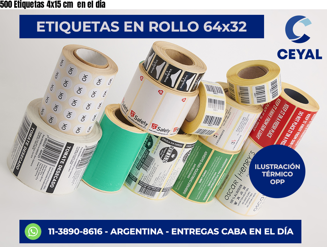 500 Etiquetas 4×15 cm  en el dia