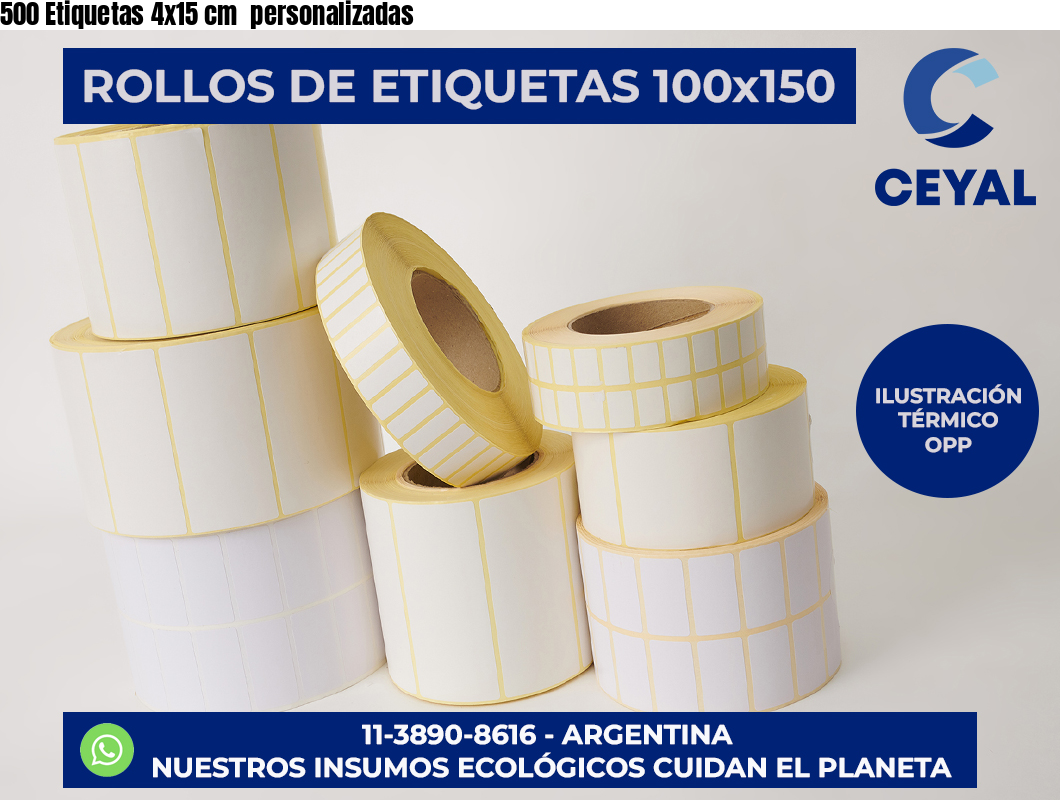 500 Etiquetas 4×15 cm  personalizadas
